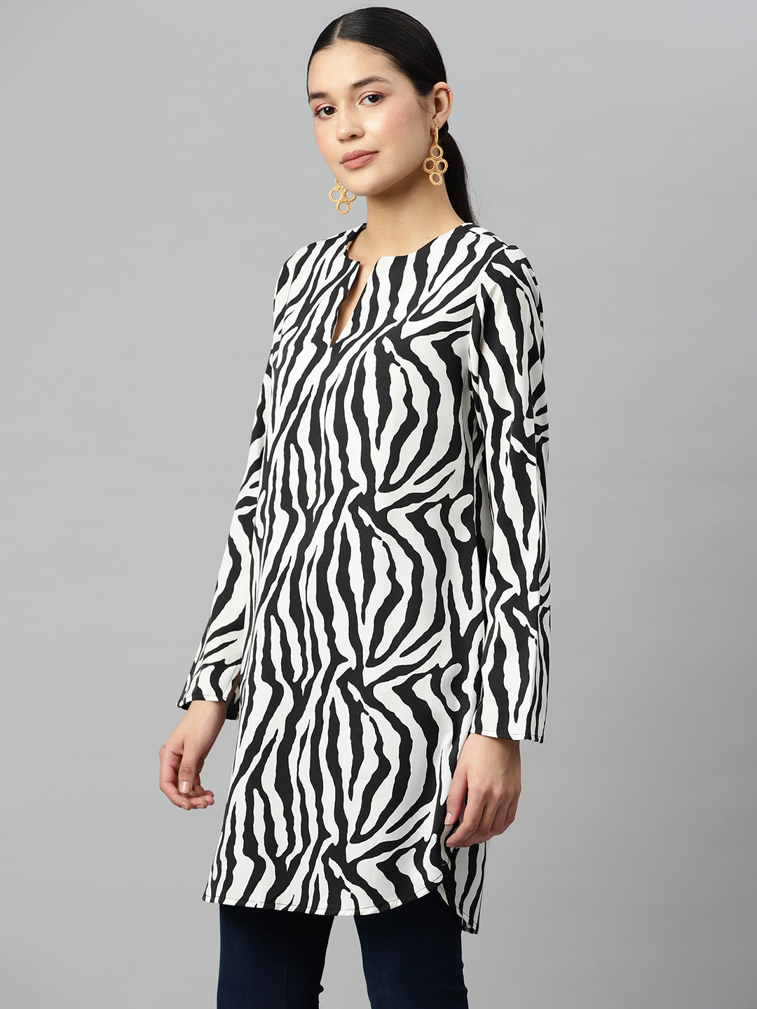 Savanna Whisper Zebra Print Tunic Kurti