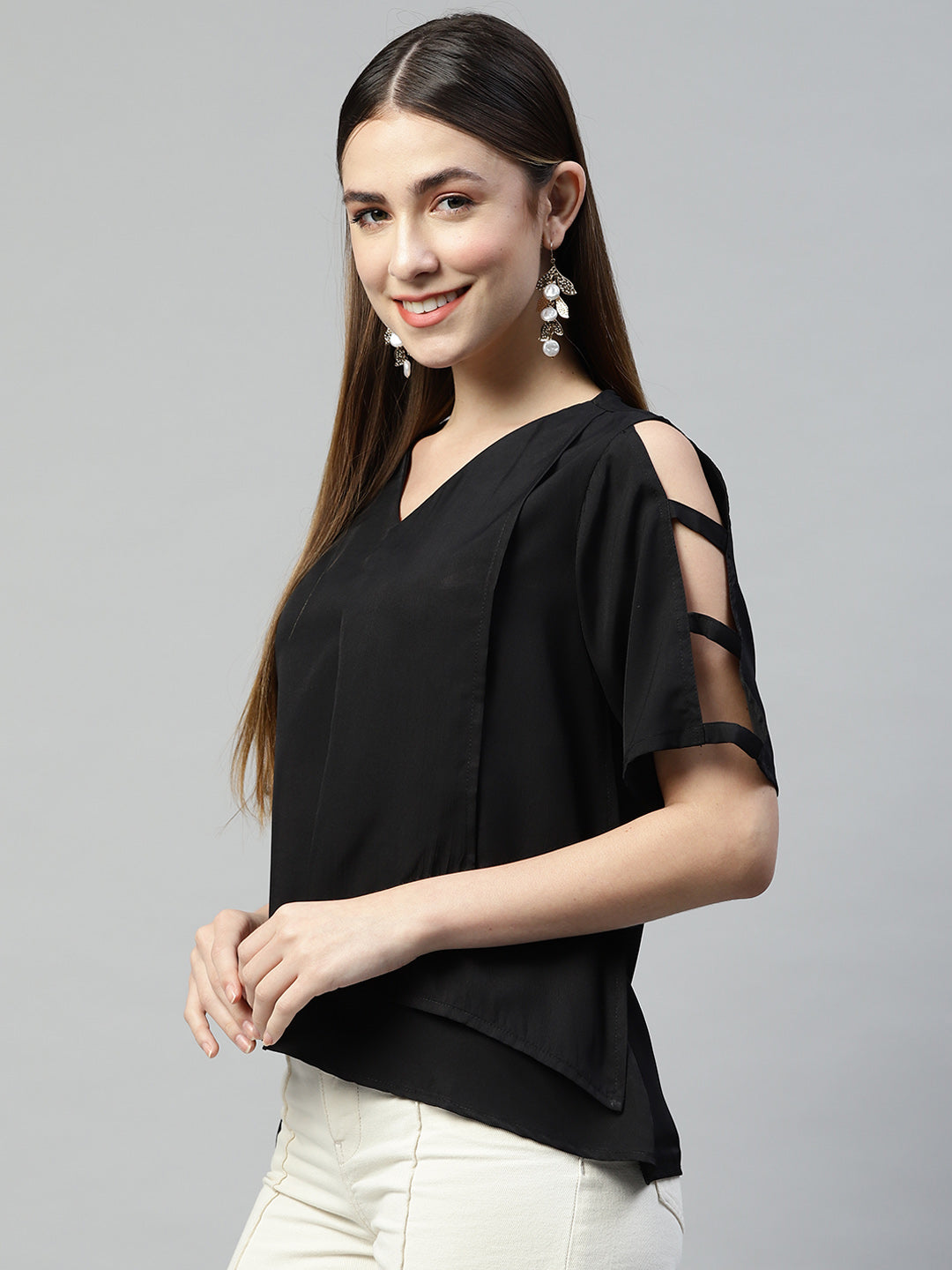 Classic Noir Crepe Blouse