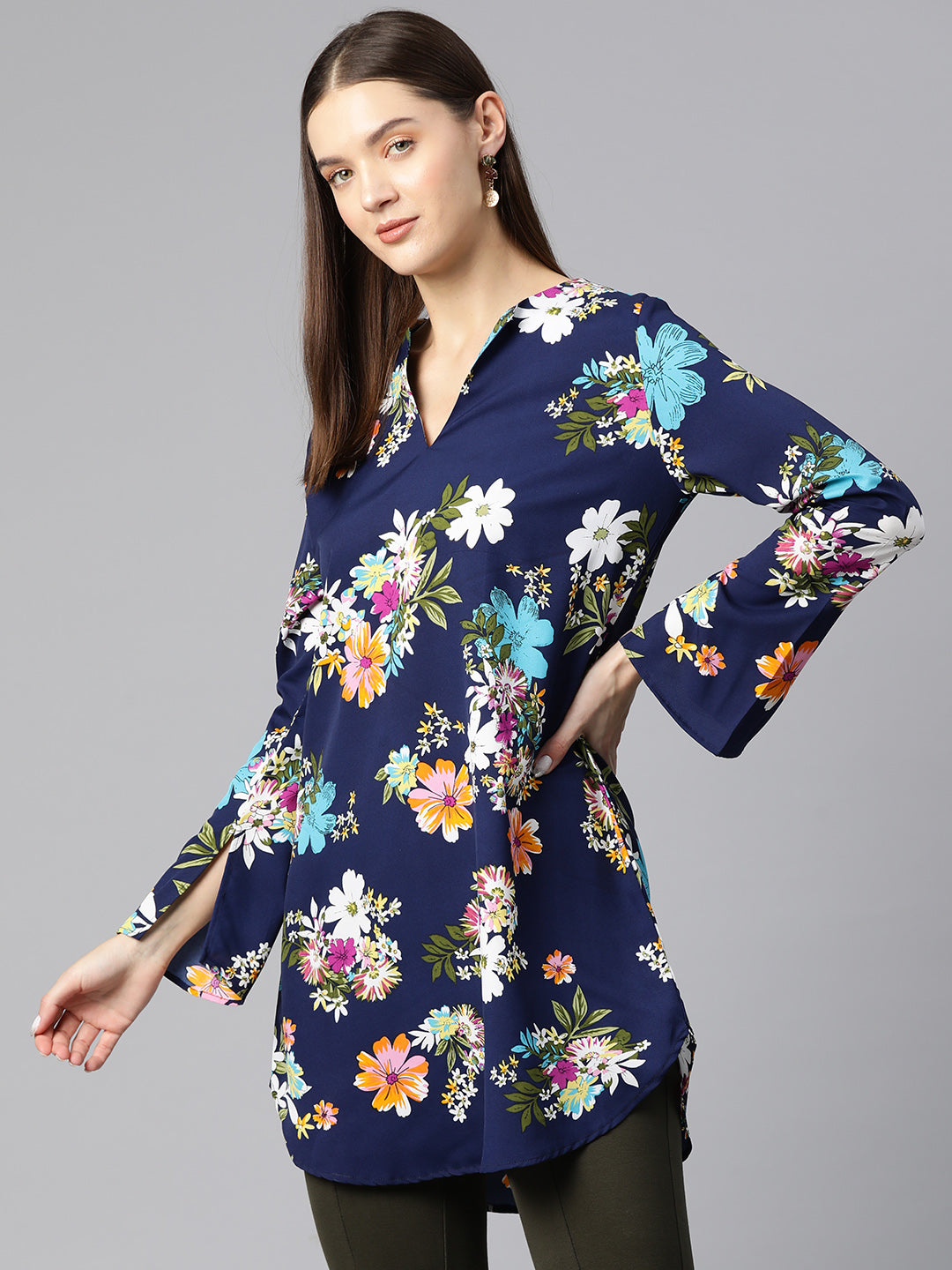 Twilight Whisper Floral Tunic Kurti