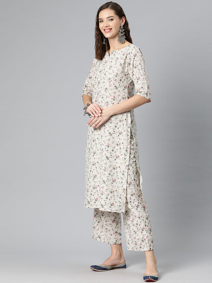 Blooming Elegance Cotton Suit Set