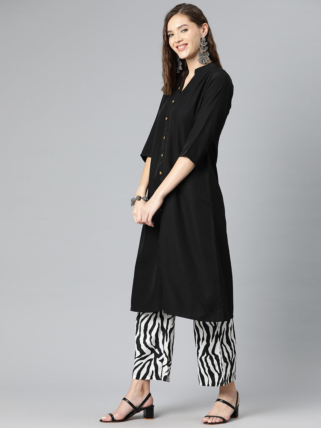 Ebony Chic Poly Crepe Suit Set