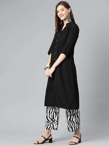 Ebony Chic Poly Crepe Suit Set