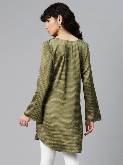 Olive Whisper Polka Tunic Kurti
