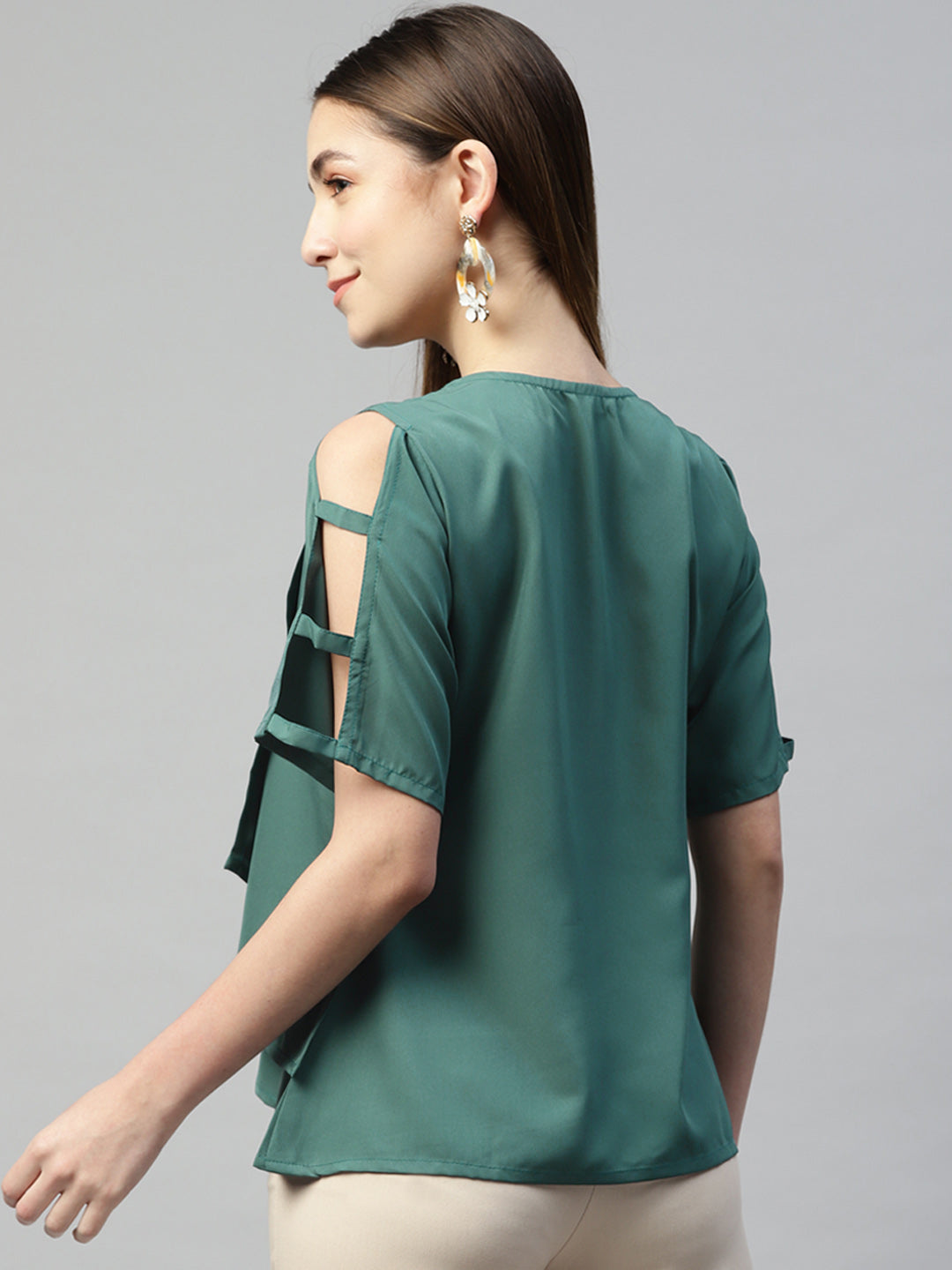 Teal Tranquility Crepe Blouse