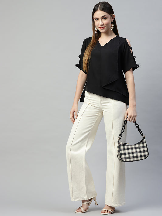 Classic Noir Crepe Blouse