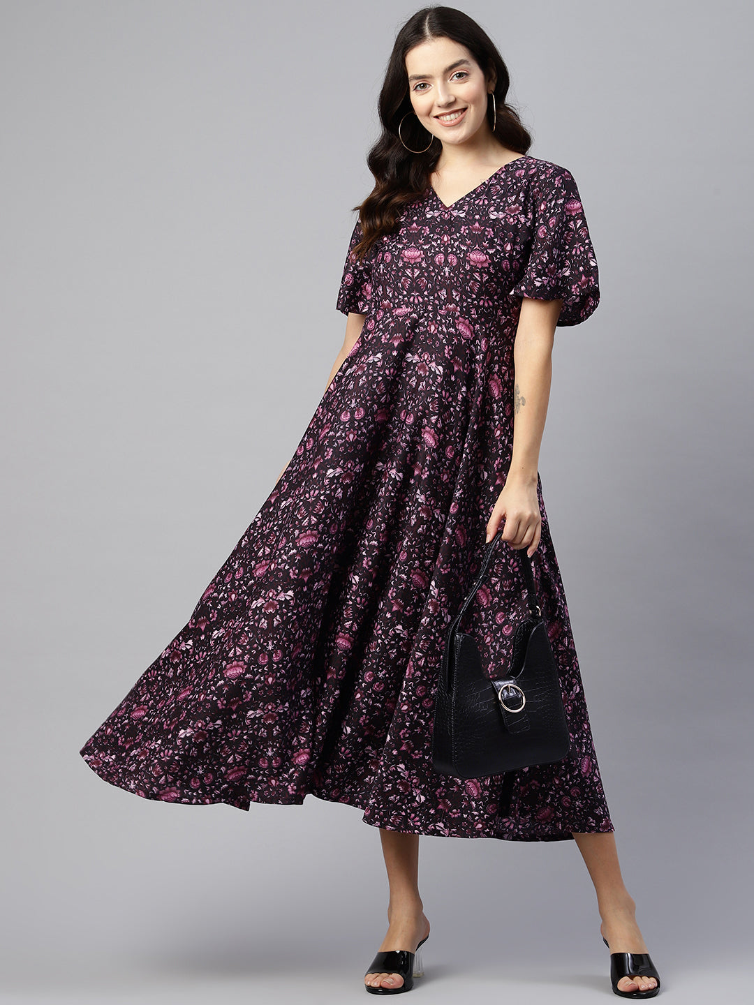 Midnight Silhouette Crepe Dress