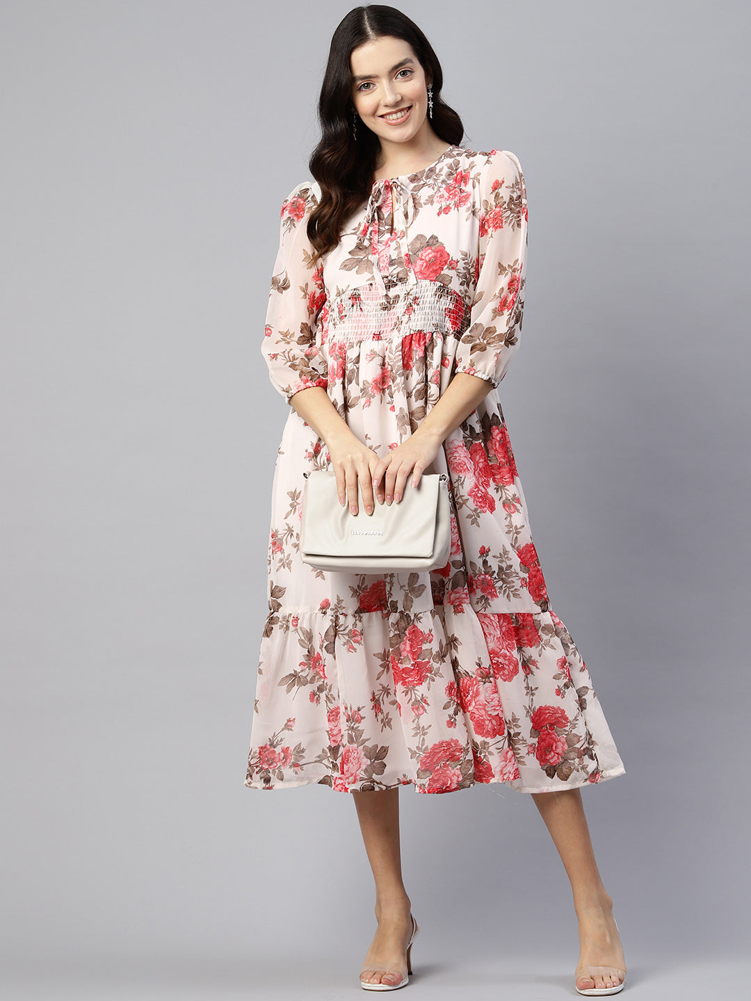 Ivory Cascade Crepe Dress