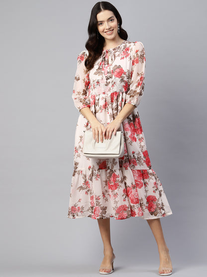 Ivory Cascade Crepe Dress