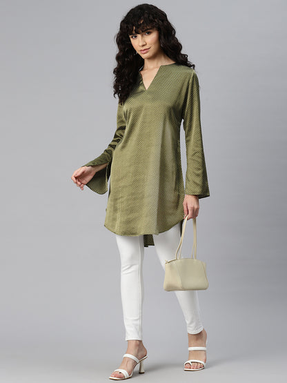Olive Whisper Polka Tunic Kurti