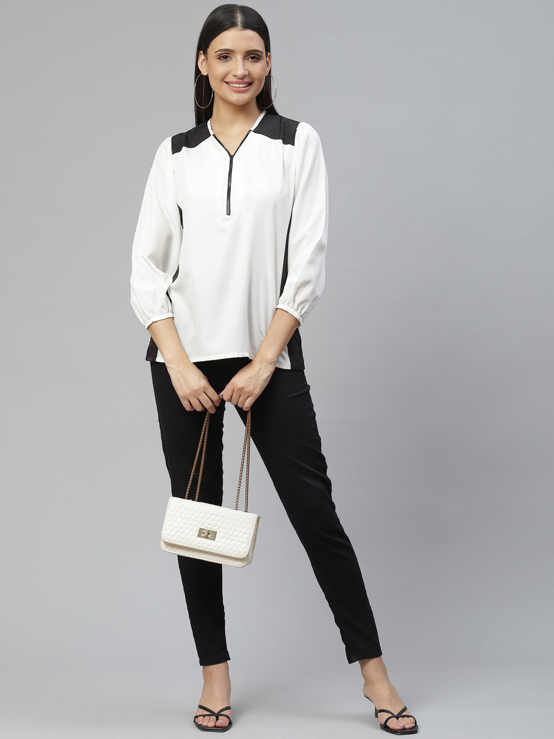 Ivory Edge Colorblock Zip Top
