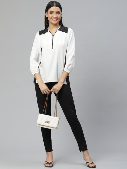 Ivory Edge Colorblock Zip Top
