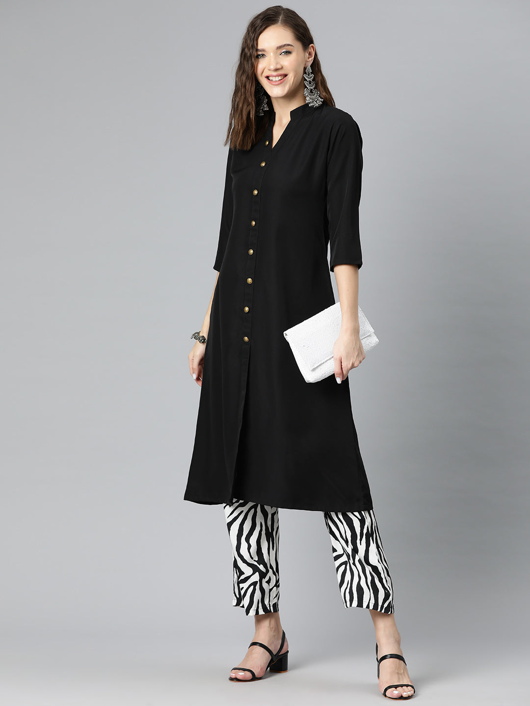 Ebony Chic Poly Crepe Suit Set