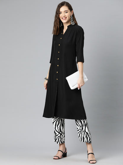 Ebony Chic Poly Crepe Suit Set