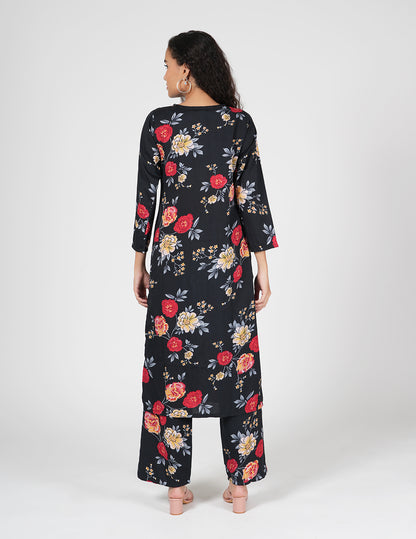 Midnight Bloom Crepe Co-ord Set