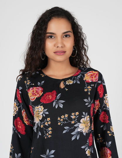 Midnight Bloom Crepe Co-ord Set
