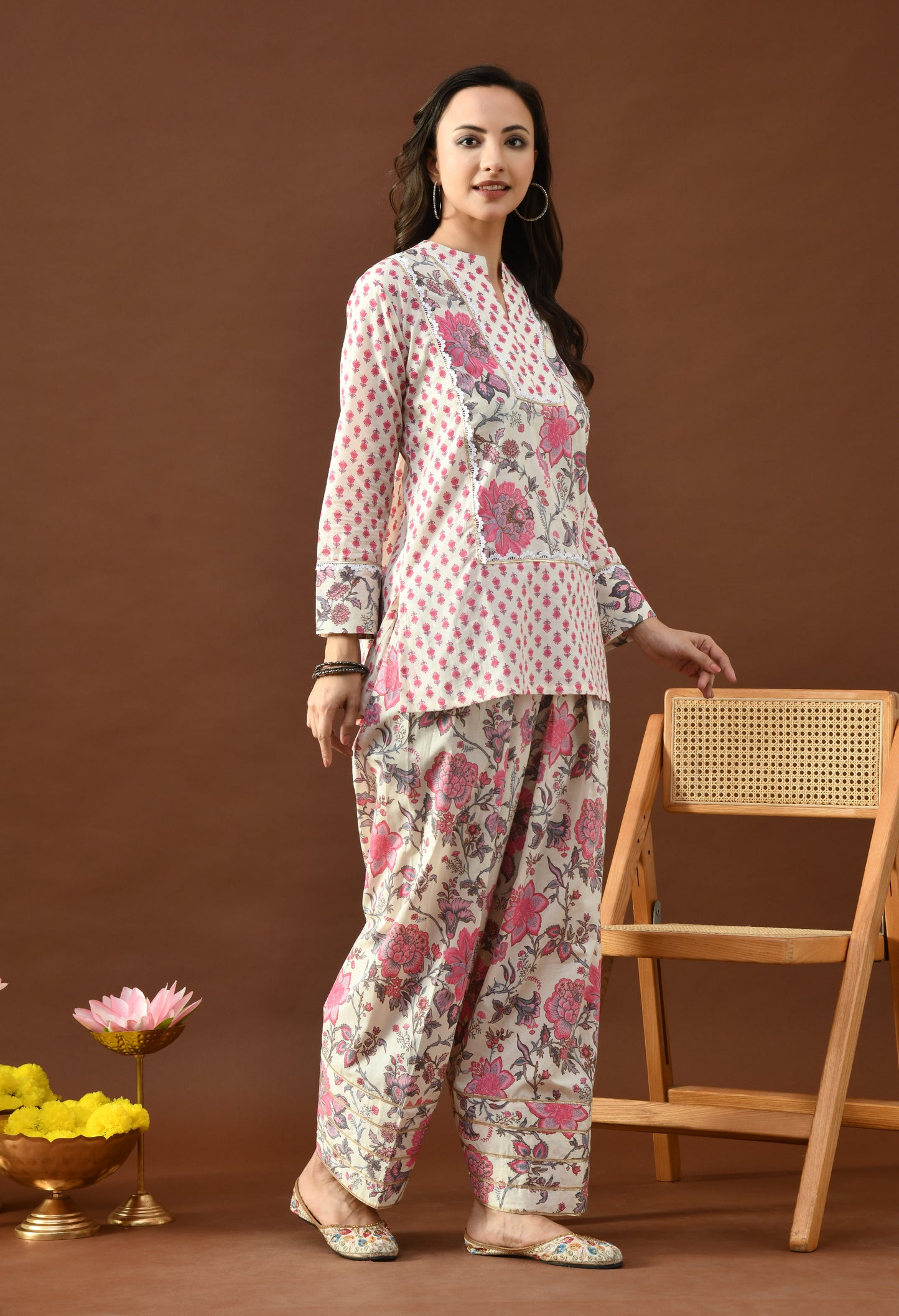 Pink & Ivory Block Print Farshi Salwar Set
