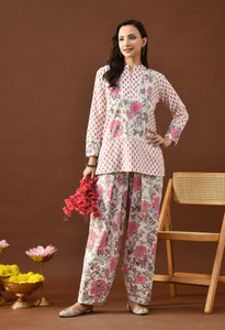 Pink & Ivory Block Print Farshi Salwar Set