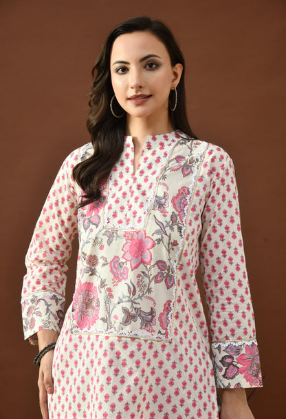Pink & Ivory Block Print Farshi Salwar Set