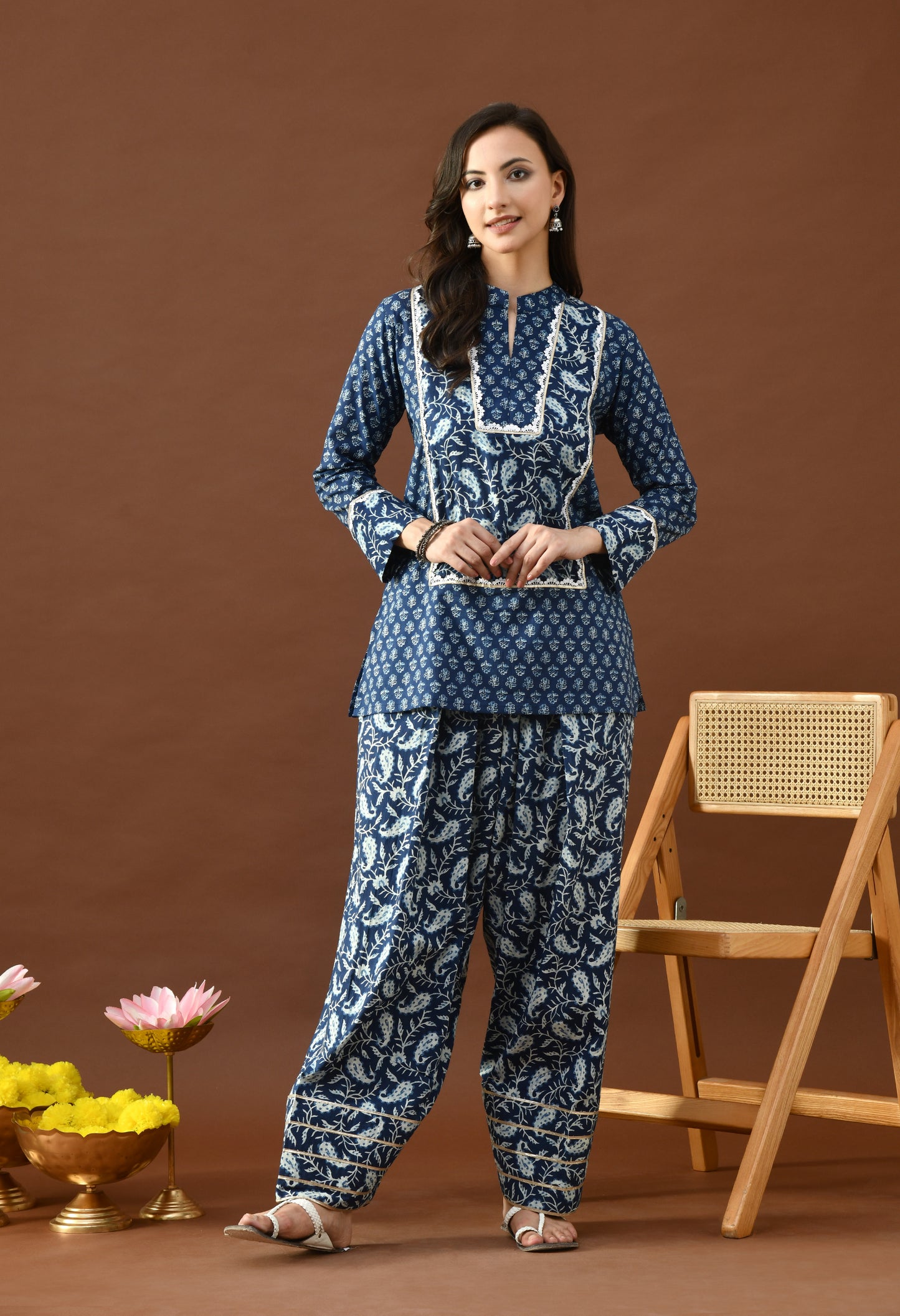 Classic Indigo Block Print Farshi Salwar Set