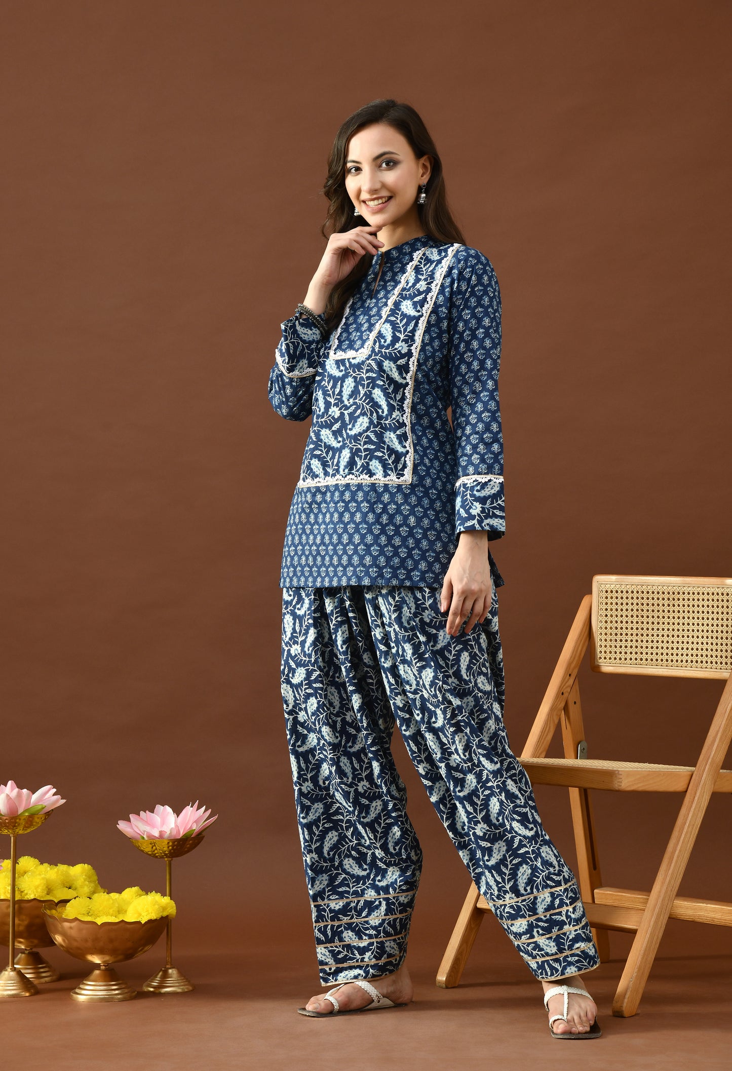 Classic Indigo Block Print Farshi Salwar Set