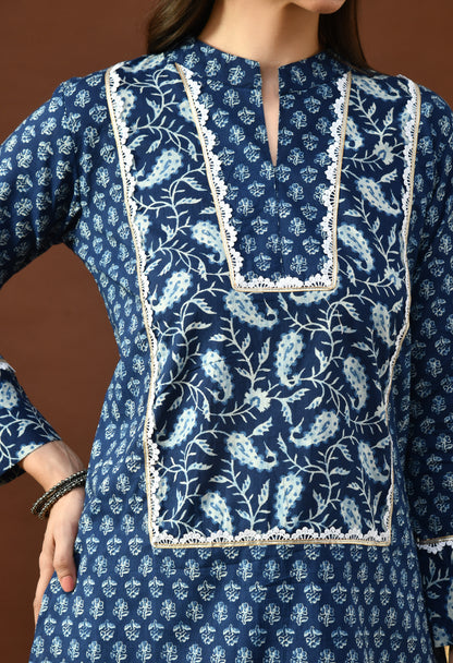 Classic Indigo Block Print Farshi Salwar Set