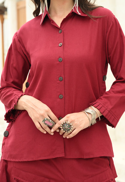 Maroon Muse Drape Skirt Set