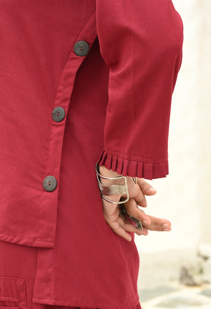 Maroon Muse Drape Skirt Set