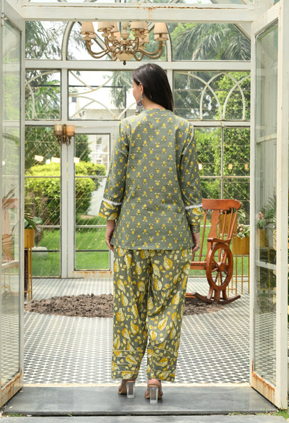 Sage Bloom Farshi Co-ord Set