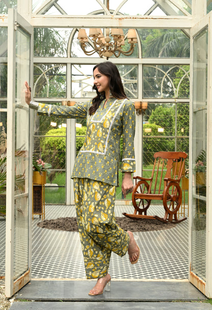 Sage Bloom Farshi Co-ord Set