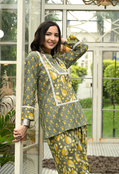 Sage Bloom Farshi Co-ord Set