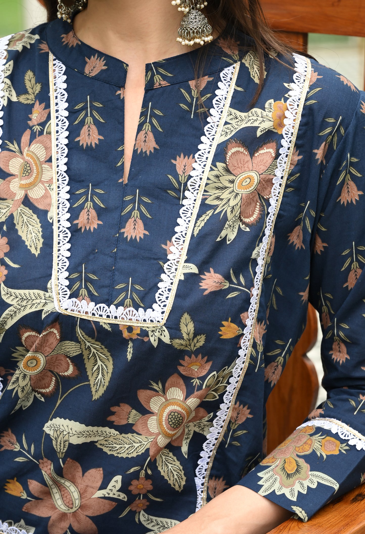 Navy Blossom Cotton Farshi Salwar Co-ord Set