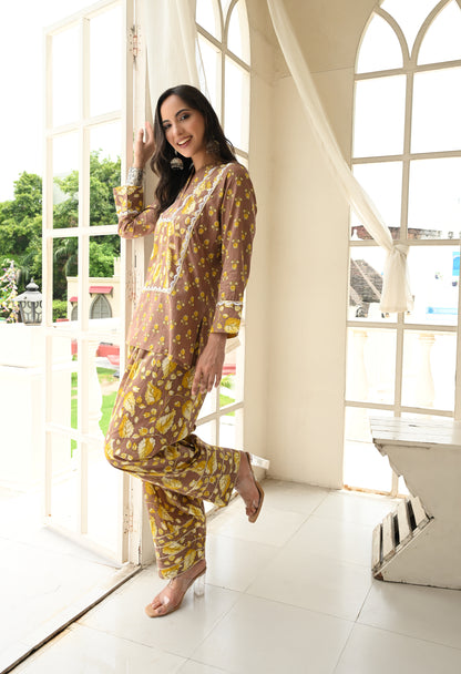 Cocoa Bloom Farshi Co-ord Set