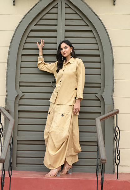 Golden Sand Drape Skirt Set