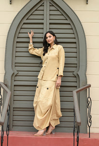 Golden Sand Drape Skirt Set