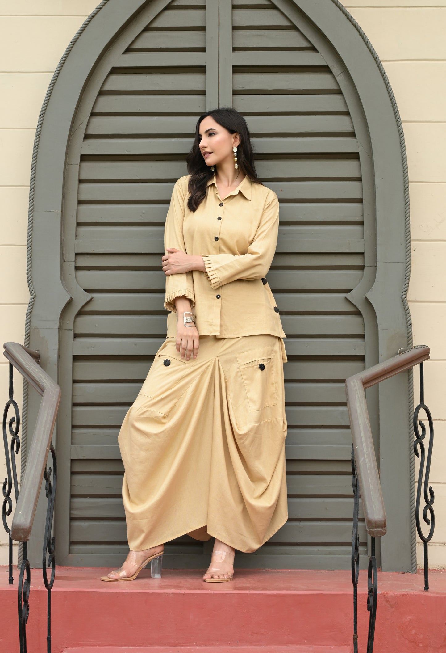 Golden Sand Drape Skirt Set
