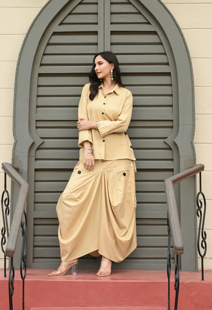 Golden Sand Drape Skirt Set