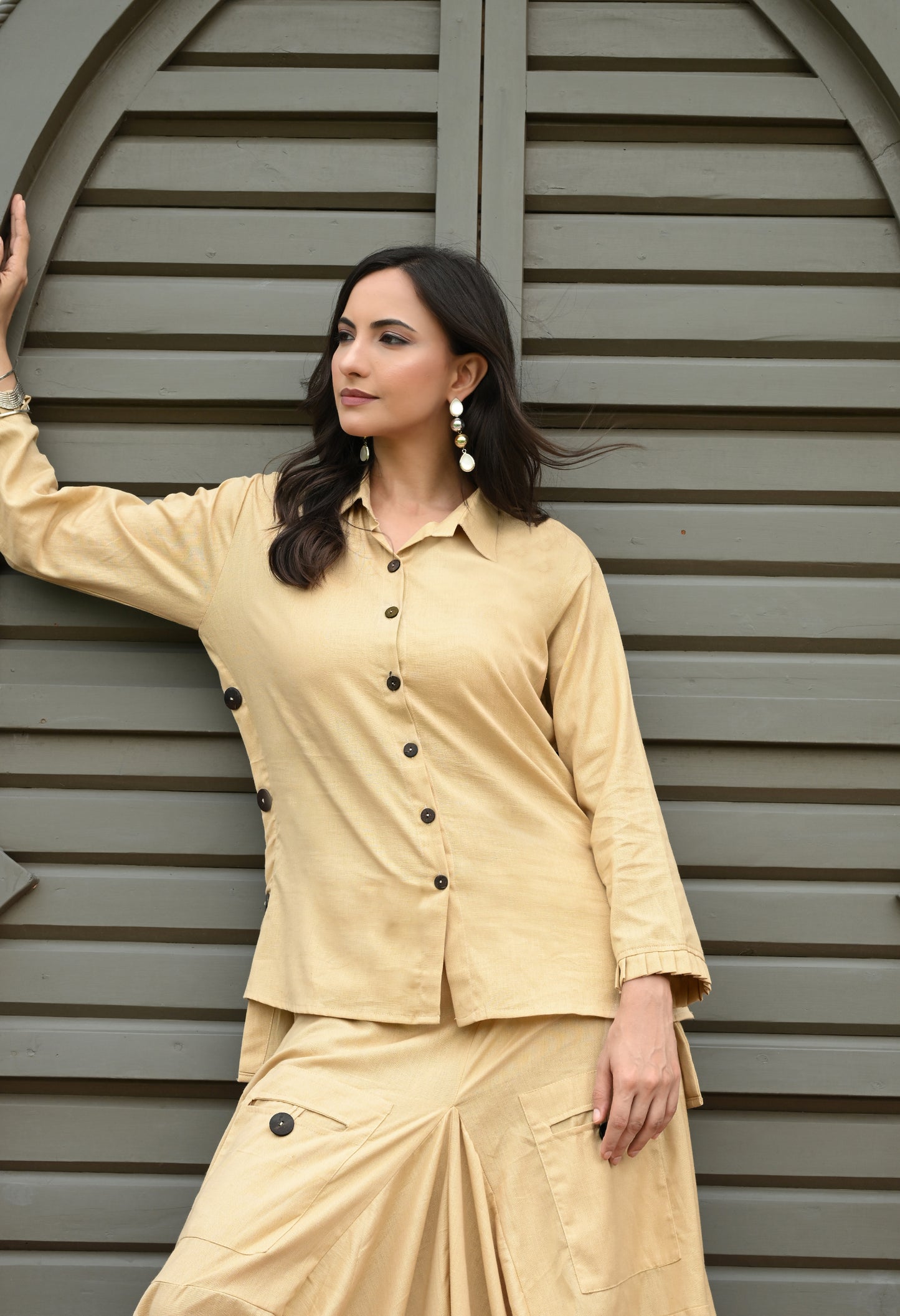 Golden Sand Drape Skirt Set