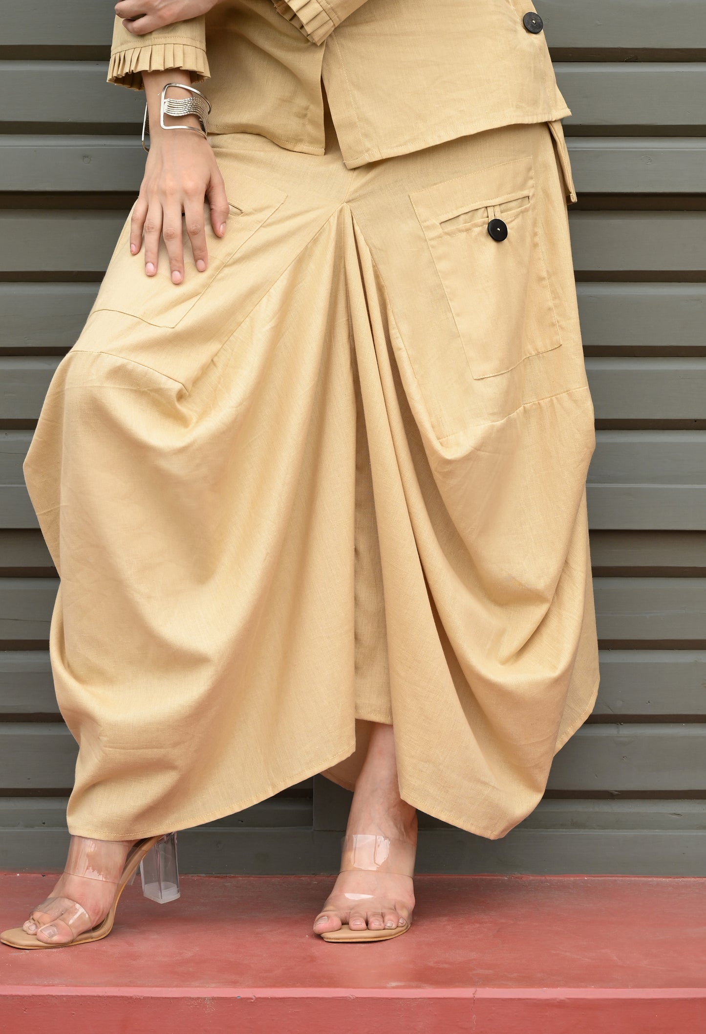 Golden Sand Drape Skirt Set