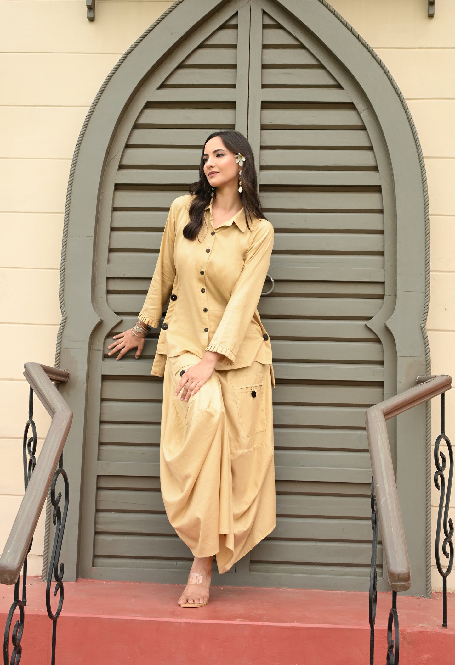 Golden Sand Drape Skirt Set