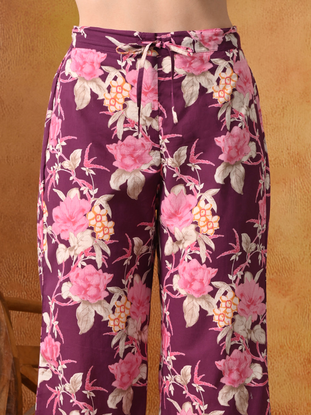 Plum & Pink Large Floral Print Cotton Co-ord Set