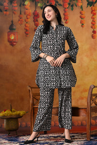Black & White Swirl Print Cotton Co-ord Set