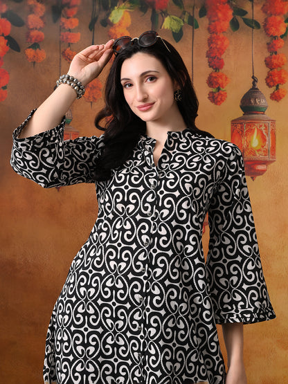 Black & White Swirl Print Cotton Co-ord Set