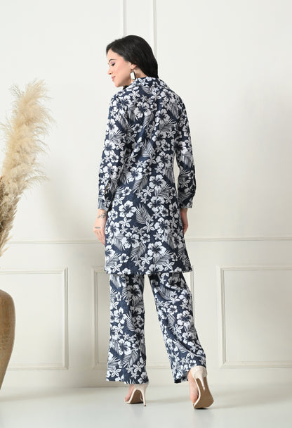 Midnight Bloom Rayon Co-ord Set