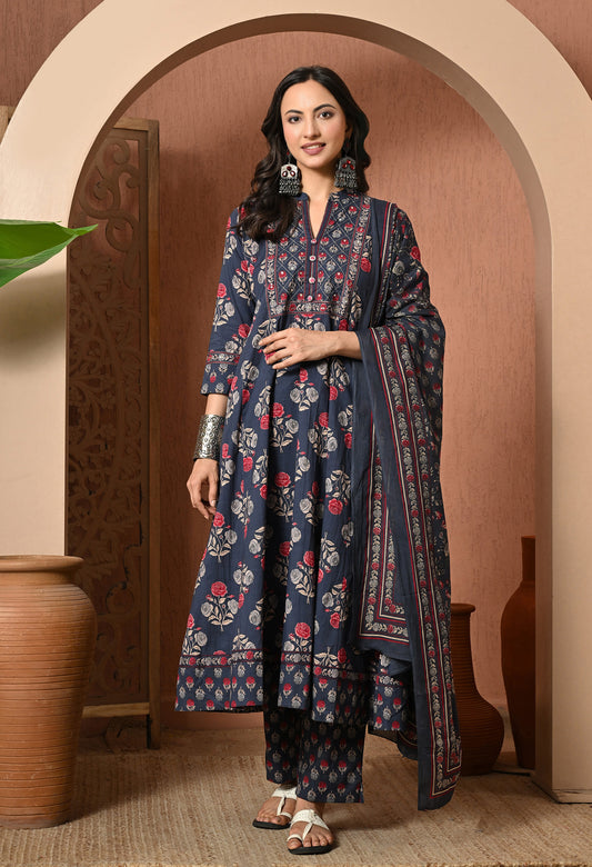 Moonlit Rose Cotton Suit Set