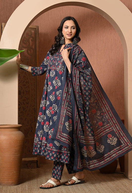 Moonlit Rose Cotton Suit Set