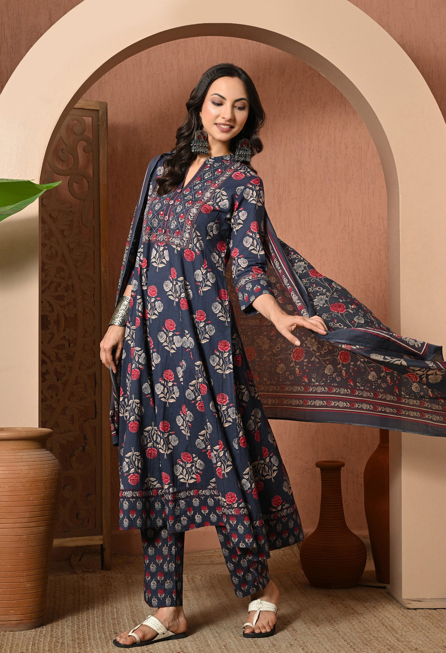 Moonlit Rose Cotton Suit Set