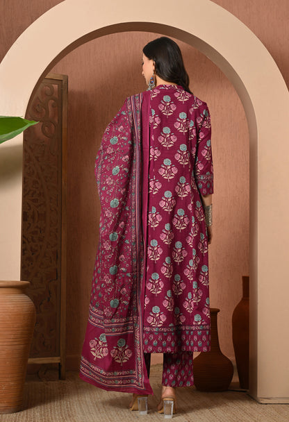 Mulberry Bloom Cotton Suit Set
