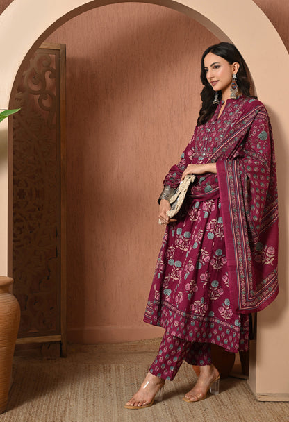 Mulberry Bloom Cotton Suit Set