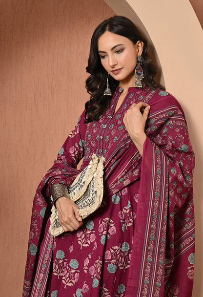 Mulberry Bloom Cotton Suit Set