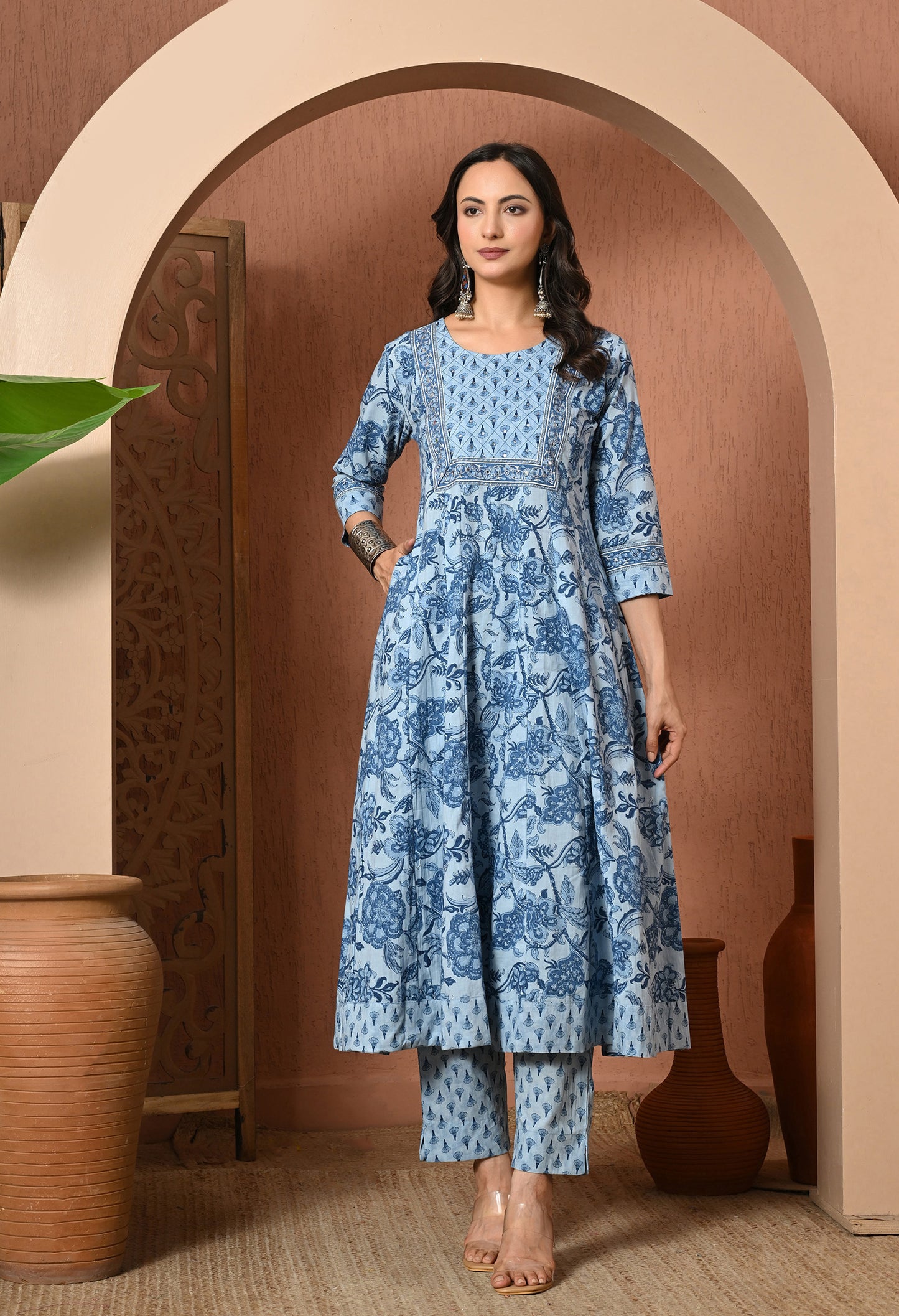 Indigo Breeze Cotton Suit Set